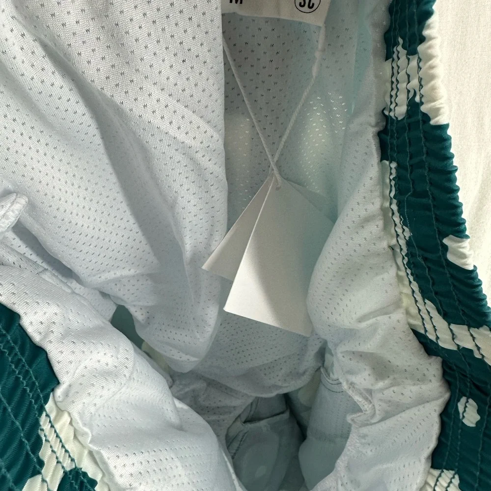 SC Sovereign SVRN Code Retro Teal Green Floral Print‎ Swim Trunks Mens Size M